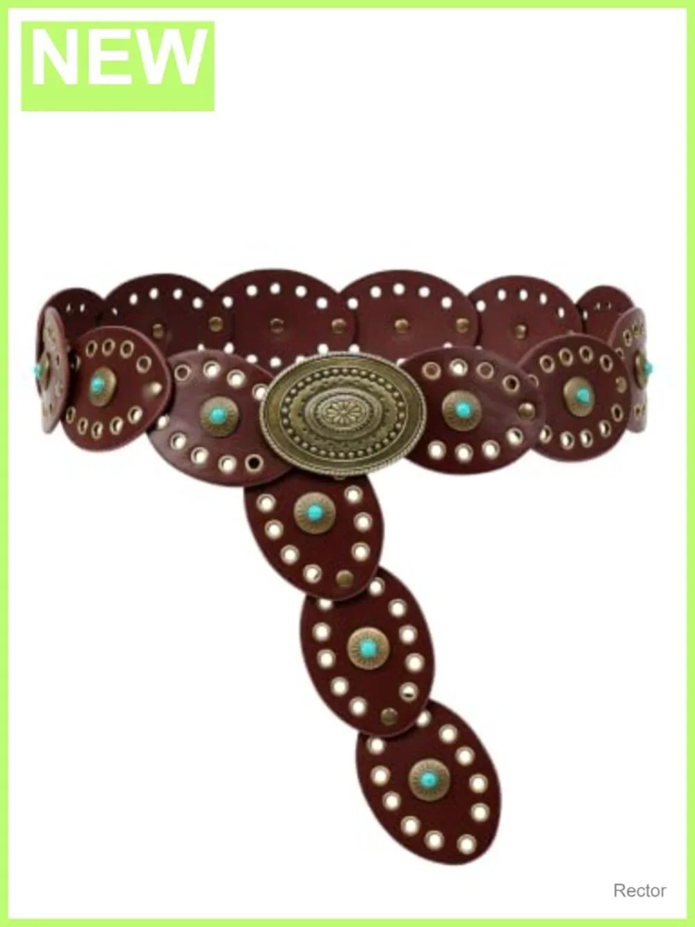 Western Concho PU Leather Waist Belt for Women Vintage Boho Wide Disc Cowgirl